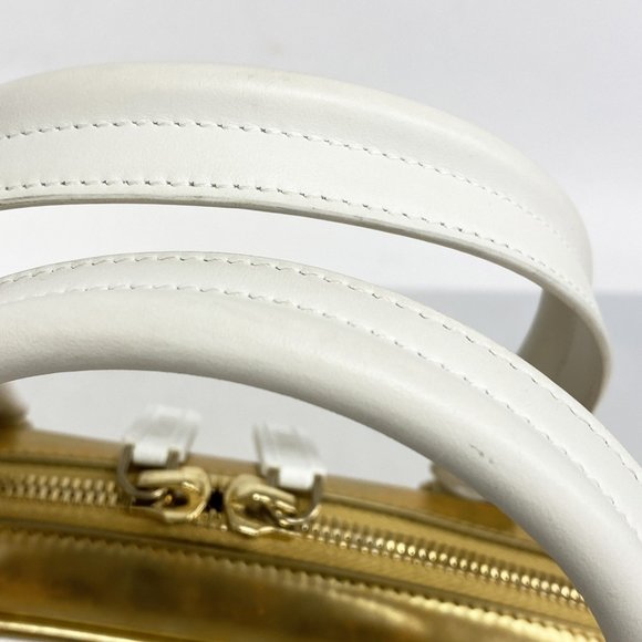 Christian Dior Cannage Bowling Bag in White, Gold, and Champagne Leather for ... - Picture 10 of 12
